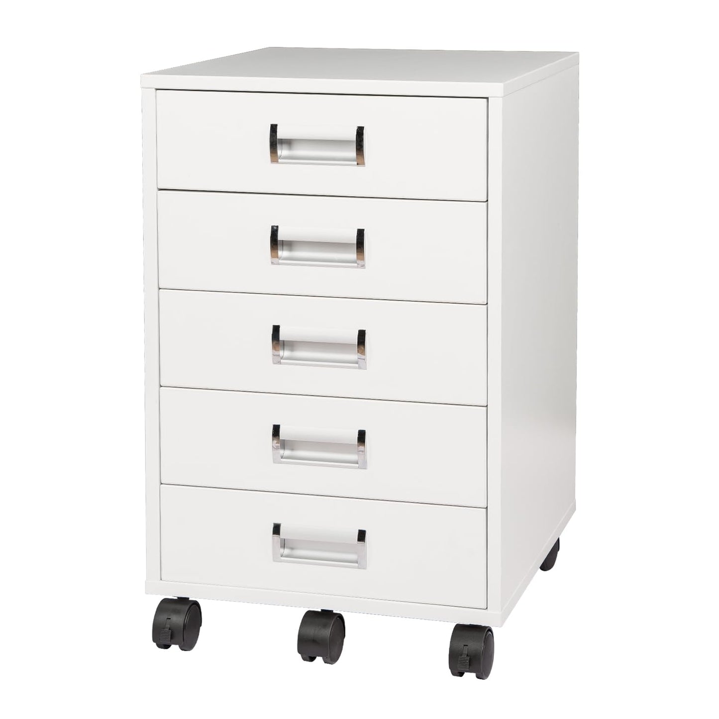 TOPSKY 5 Drawer Mobile Cabinet Fully Assembled Except Casters Built-in Handle (White) - WoodArtSupply