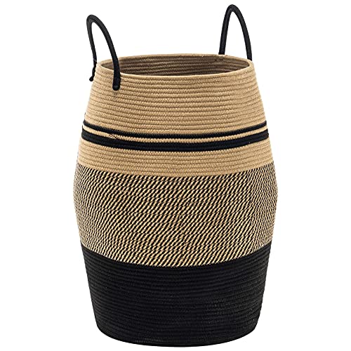 YOUDENOVA 105L Extra Large Woven Laundry Hamper Basket with Heavy Duty Cotton Rope Handles for Clothes and Toys in Bedroom, Nursery Room, Bathroom,