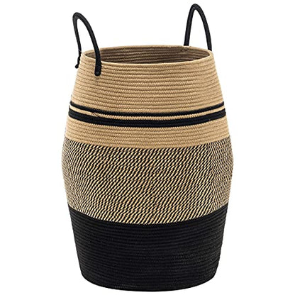 YOUDENOVA 105L Extra Large Woven Laundry Hamper Basket with Heavy Duty Cotton Rope Handles for Clothes and Toys in Bedroom, Nursery Room, Bathroom,