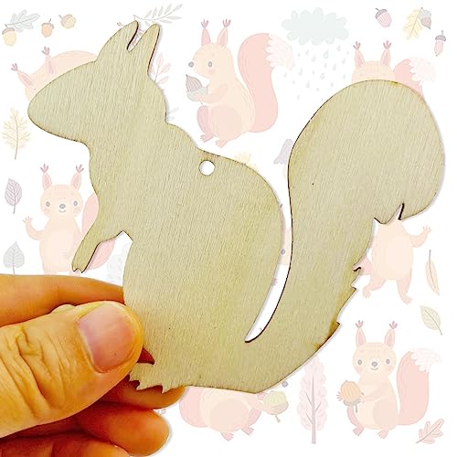 30 Pieces Unfinished Squirrel Wood Cut Out Squirrel Wood DIY Crafts Cutouts Blank Wooden Squirrel Shaped Hanging Ornaments with Hemp Ropes for Fall - WoodArtSupply