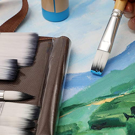 Artecho Art Paint Brushes Set 24 Different Shapes for Watercolor, Acrylic, Gouache, Rock Painting, Premium Taklon Brush, with Organizing Case for Artecho