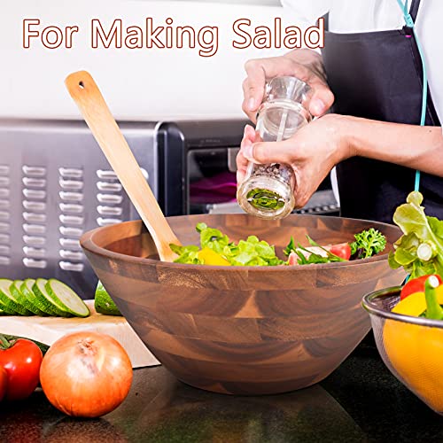 AIDEA Acacia Wood Serving Bowl for Fruits or Salads, 11" Diameter x 4.5" Height, Wooden Single Salad Bowl AIDEA