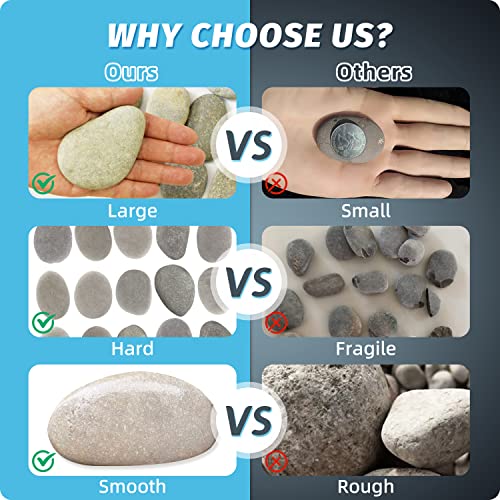 DALTACK 15PCS Large Rocks,Natural River Flat Rocks for Painting, 2"-3" Inches Stones for Arts & Craftingt DALTACK