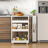 CHLORYARD Slim Storage Cart, 4-Tier Kitchen Rolling Cart Narrow Storage Cabinet with Handle & Wheels, Metal Rolling Shelf Unit for Kitchen Bathroom CHLORYARD