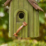 Glitzhome Green Hand Painted Garden Wood Birdhouse with Single Roof Hanging Bird House for Outside glitzhome
