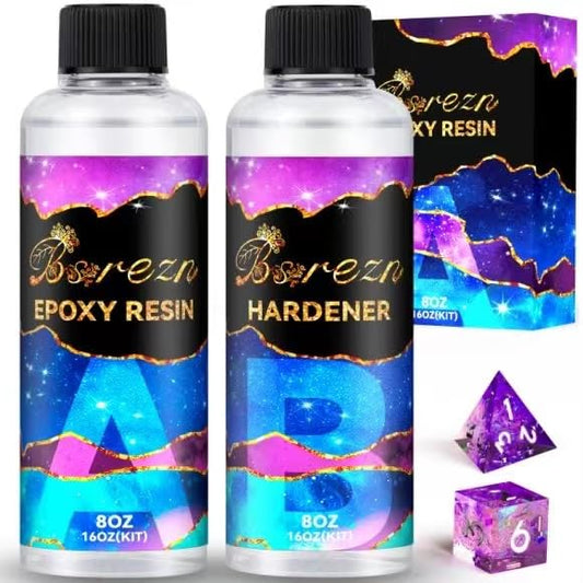 Bsrezn Epoxy Resin Kit, Crystal Clear Hard Resin and Hardener Apoxy Resina Epoxica Transparente 2 Part Casting Resin Art Supplies for Jewelry Making - WoodArtSupply