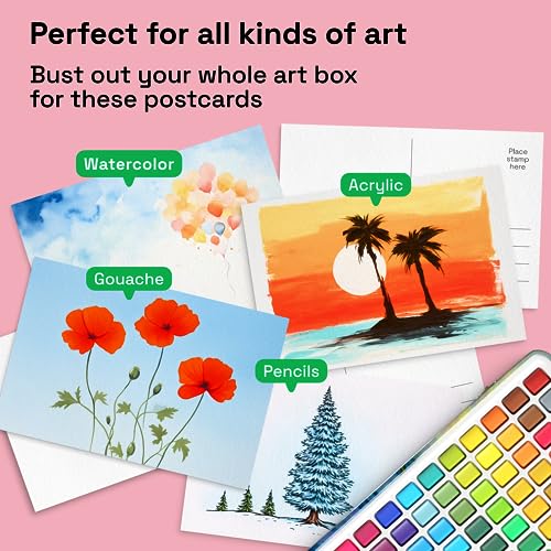ARTISTRO 30 Watercolor Postcards 4x6 Inches - Heavyweight Paper Cards 140lb  (300gsm) - Blank Postcards for Mailing, DIY Thank You Card, Greetings