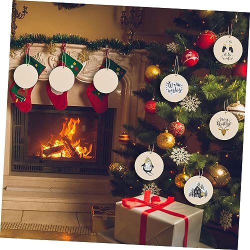 BESPORTBLE 1 Set Oval Wood Crafts Wooden Pieces Unfinished Wood Slices Label DIY Wood Cutouts with Hole Wood Chips Decorations Rope Blank Wood Slices BESPORTBLE