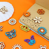 300Pcs Wooden Embellishments,Flower Butterfly Shape Wooden Cutouts Wooden Scrapbooking DIY Handmade Crafts Children Graffiti Home Decor Wooden Crown Haiabei