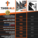 THORVALD 2 Carpenter Square 7 inch (1/16" Precision) + 2 Pencils + 12 Leads - T Square Multi-Purpose Carpenter Tools : Wrench, Square, Protractor, THORVALD