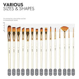 ARTIFY 15 Pieces Paint Brush Set, Intermediate Series, Includes Pop-Up Carrying Case with Palette Knife and 2 Sponges, for Acrylic, Oil, Watercolor ARTIFY art supplies