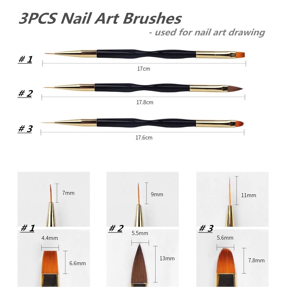 FULINJOY 5PCS Dotting Pens with 3 PCS Nail Painting Brushes, Double Ended Brush and Dotting Tool Kit, Nail Art Design Tools
