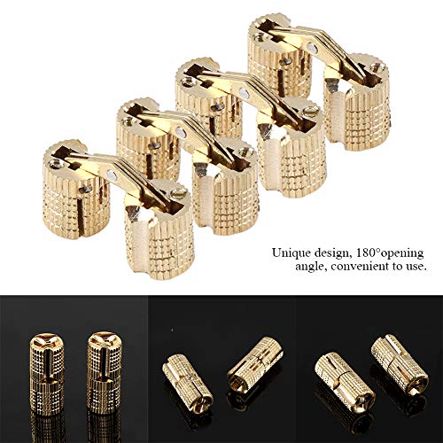 Duokon Ring Box Hinges, 4Pcs/Pack Copper Brass Cabinet Gift Box Concealed Barrel Hinge 8mm 180 Opening Angle Duokon