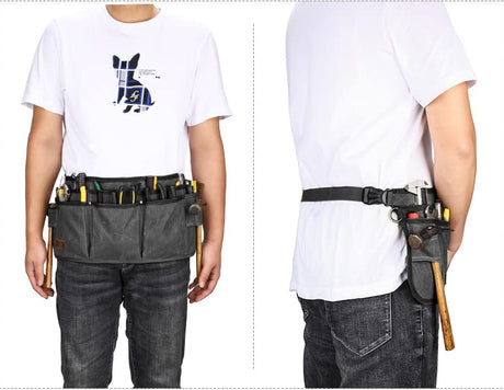 Tool Belt Pouches for Men Utility Belt Electrician Tool Bag Canvas Gardening Waist Tool Pouch with 13 Pockets for Men Women Carpenters Electricians FASHIXD