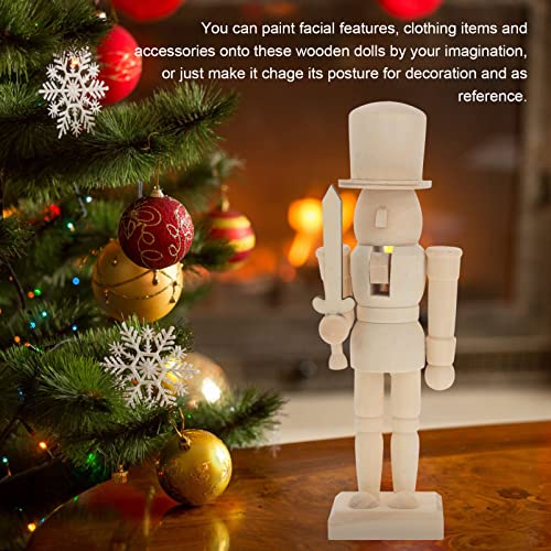 SEWACC Christmas Nutcracker Wooden Unfinished Nutcracker Figurines Blank Unpainted Nutcracker Puppet Walnut Soldier Doll Xmas Desktop Adornment