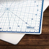 U.S. Art Supply 18" x 18" Rotary WHITE/BLUE High Contrast Professional Self Healing 7-Layer Durable Non-Slip Cutting Mat Great for Scrapbooking, U.S. Art Supply