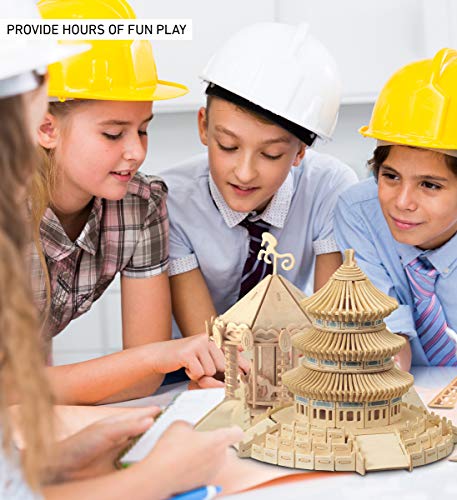 Puzzled 3D Puzzle Temple of Heaven Wood Craft Construction Model Kit, Educational DIY Wooden Toy Assemble Model Unfinished Crafting Hobby Puzzle to Puzzled