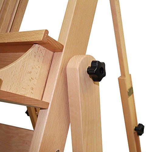 Mont Marte Tilting Studio Wooden Floor Easel. Height Adjustable Extra Large H-Frame Featuring a Large Tilt Range. Castor Wheels Allow Easy Movement - WoodArtSupply