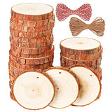 Natural Wood Slices, 30 Pcs 3.1"-3.5" Unfinished Wood Craft Kit, Predrilled Wooden Circles with Hole Crafts Christmas Ornaments DIY Crafts Boqin
