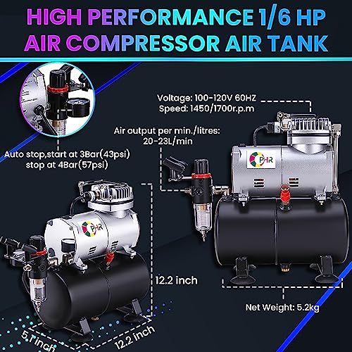 OPHIR 110V Pro Airbrush Kit Air Brush Compressor with Tank 0.2mm 0.3mm 0.8mm Airbrushes & Cleaning Kit for Model Hobby Painting Body Tattoo Airbrush OPHIR