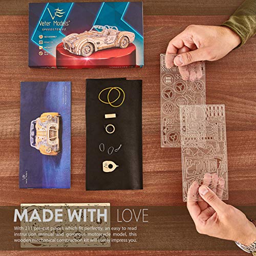 Speedster-V2 Veter Models Wooden 3D Puzzle for Adults DIY Plastic STEM Toys Hobby Gift Modelling Kit Mechanical Puzzles - WoodArtSupply