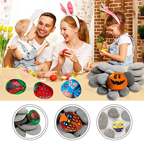 Nuanchu 48 Pcs River Rocks for Painting 1.2-3.15 Inch Smooth Painting Rocks Natural Flat Rocks Assorted Size for Painting and Crafting, Family Time, Nuanchu