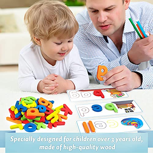 Officygnet See & Spell Learning Educational Toys and Gift for 3 4 5 6 Years Old Boys and Girls - Matching Letter Game for Preschool Kids - 80 Pcs of Officygnet