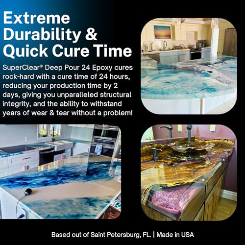Superclear Countertop Epoxy Resin, 1.5 Gallon 2-Part Epoxy Kit - Certified Food Grade 2:1 Protective Epoxy Resin for Kitchen & Bathroom Counter Tops, Superclear