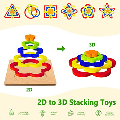 Toys for 1 Year Old Boy and Girl Toddler Toys Age 1-2, Montessori Shape Sorting Puzzle for Toddlers 1-3 Baby Infant Preschool Wooden Sensory Stem