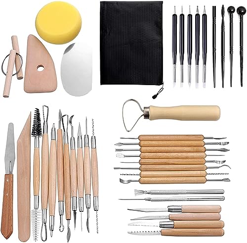 Vosyinm Clay Tools Kit 34 PCS Polymer Clay Tools Pottery Sculpting Tools Air Dry Clay Tool Set Birthdaty Gift for Adults Kids Pottery Craft Baking - WoodArtSupply