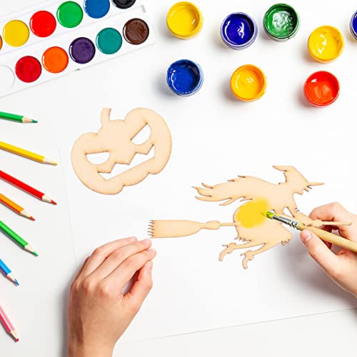 20Pcs Halloween Wood Cutouts Pumpkin Witch Cutout Unfinished DIY Painting Wooden Slices Embellishment Party Decor Woodsy Decor Witch Decor NUOBESTY