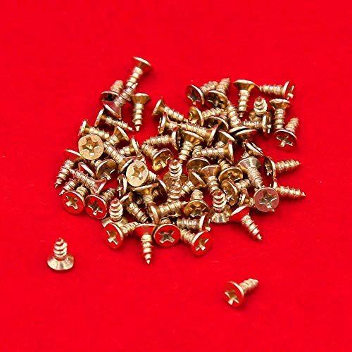 Small Screw, BLUELEC Antique Style AntiOxidative Finish Wood Screws for Fastening Plank, Plastic Materials or Resin Plywood, 45° Flat Head, Phillips BLUELEC