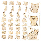 Hohopeti 100pcs Blank Labels Wooden Animal Toys Wooden Crafts Cat Gift Tags Wooden Cat Discs Wooden Craft Shapes Unfinished Cat Cutout DIY Wooden Hohopeti