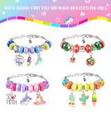 Girls Charm Bracelet Making Kit - Kids Unicorn Charms Bracelets Kits Jewelry Supplies Make Set DIY Art Craft Set Creative Birthday Gifts for 3 4 5 6 BDBKYWY