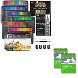 Shuttle Art Colored Pencils and Sketch Pad Bundle, Set of 174 Colors Professional Colored Pencils + 160 Sheets Artist Sketch Books Shuttle Art