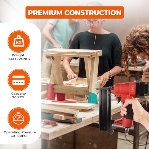 VAIDPRO Pneumatic Nail Gun, 18 GA, 3/8-Inch to 2-Inch Nail Length Air Brad Nailer Tool, Pneumatic Staple Gun for Carpentry, DIY Project, Woodworking VAIDPRO