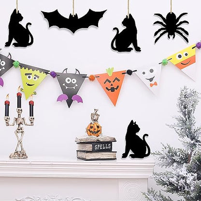 30pcs Unfinished Cat Wood DIY Crafts Cutouts Wooden Cat Shape Cutouts Blank Hanging Ornaments for Pets Themed Birthday Halloween Christmas Party