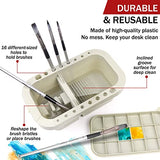 DUGATO Paint Brush Cleaner Washer, Multifunction Painting Brush Basin Holder and Organizer width Tray Palette Lid & 2 Art Sponges for Acrylic, DUGATO