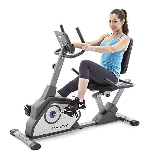 Marcy Magnetic Recumbent Exercise Bike with 8 Resistance Levels NS-40502R,Grey MARCY