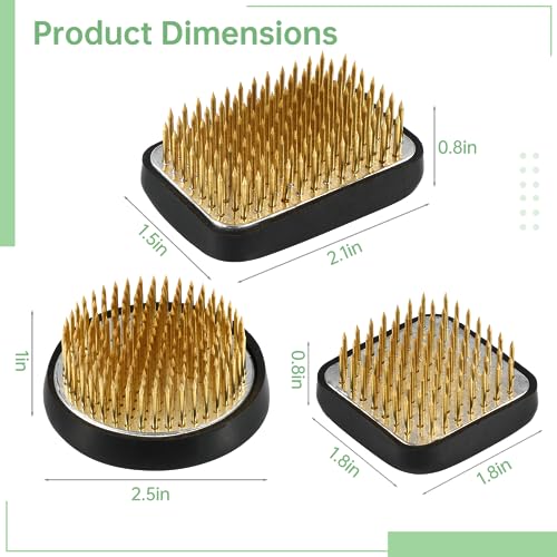 3PCS Japanese Ikebana Flower Frogs for Flower Arrangement, Kenzan Kit Includes 2.5’’ Round + 1.8” Square + 2.1” x 1.5” Rectangle, JP Flower CDOKY
