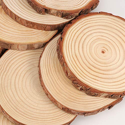KOHAND 30 PCs 3.6-4 Inch Wood Slices for Crafts,Unfinished Wood Rounds with Bark, Round Wooden Discs Circles for Christmas Ornaments Wedding Rustic KOHAND