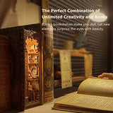 CUTEBEE DIY Book Nook Kit, DIY Dollhouse Booknook Bookshelf Insert Decor Alley, Bookends Model Build-Creativity Kit with LED Light CUTEBEE