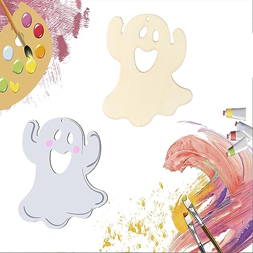Ghost Wooden Halloween Blank Wood with Twines Art Unfinished Ornaments for Christmas Wedding Birthday Party Halloween Thanksgiving Day Decoration Zontween