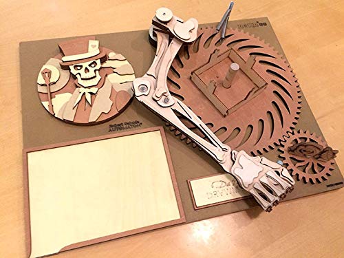 ROBOTIME Da Vinci's Drawing Machine | Gambler Design with Skeleton Arm | 121 Piece Wood Automaton Kits | Programmed to Draw Four Sketches | Inspired - WoodArtSupply