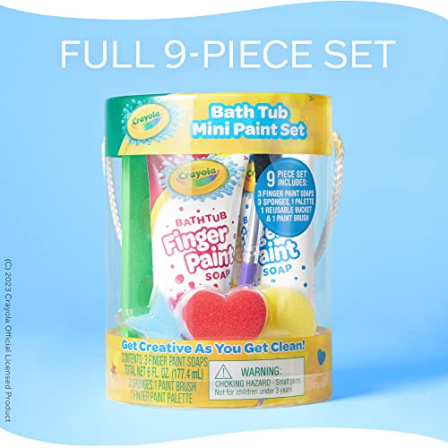 Crayola Bath Tub Mini Paint Set - Brushes, Sponges,& Wash Away Finger Paints - WoodArtSupply