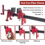 Sutekus 2Pack Pipe Clamps 3/4 Inch Wood Gluing Pipe Clamp Set with H-shaped Feet Bar Clamps Heavy Duty Woodworking Cast Iron Clamp Fixture (3/4 Inch) Sutekus
