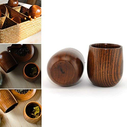 K JINGKELAI Wooden Tea Cups Top Grade Natural Solid Wood Tea Cup 4 Pack,Wooden Teacups Coffee Mug Wine Mug for drinking Tea Coffee Wine Beer Hot K JINGKELAI
