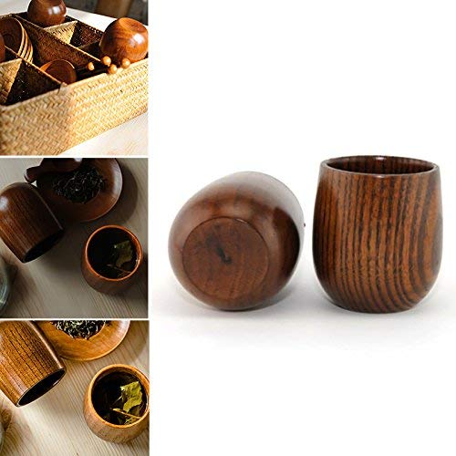 K JINGKELAI Wooden Tea Cups Top Grade Natural Solid Wood Tea Cup 4 Pack,Wooden Teacups Coffee Mug Wine Mug for Drinking Tea Coffee Wine Beer Hot