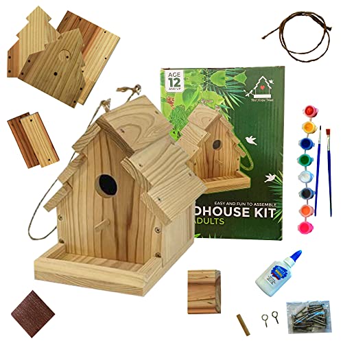 Bird House Kit for Adults and Children to Build and Paint - Easy Simple DIY Birdhouse Wood Craft Projects
