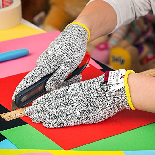 NoCry Cut Resistant Gloves for Kids, XS (8-12 Years) - High Performance Level 5 Protection, Food Grade. Free Ebook Included! - WoodArtSupply